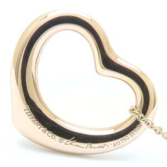 TIFFANY Open Heart Necklace Diamonds by Elsa Peretti Pink Gold Rose